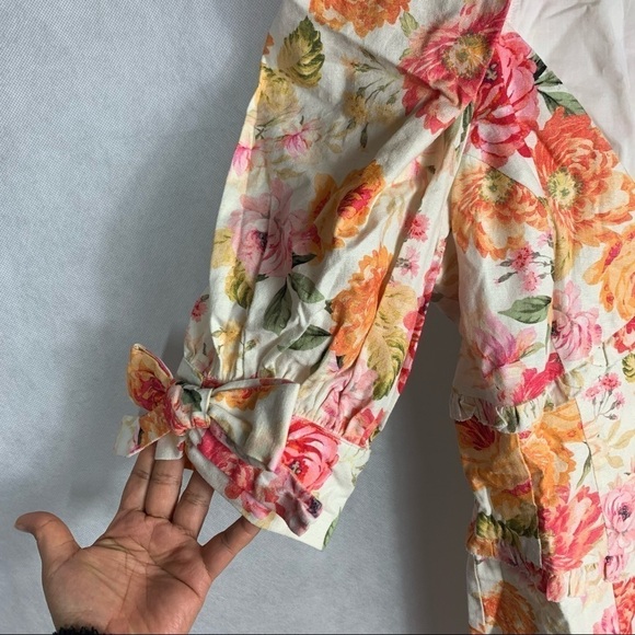 For Love and Lemons Julep Floral Linen Mini Dress Size Medium - Picture 12 of 14